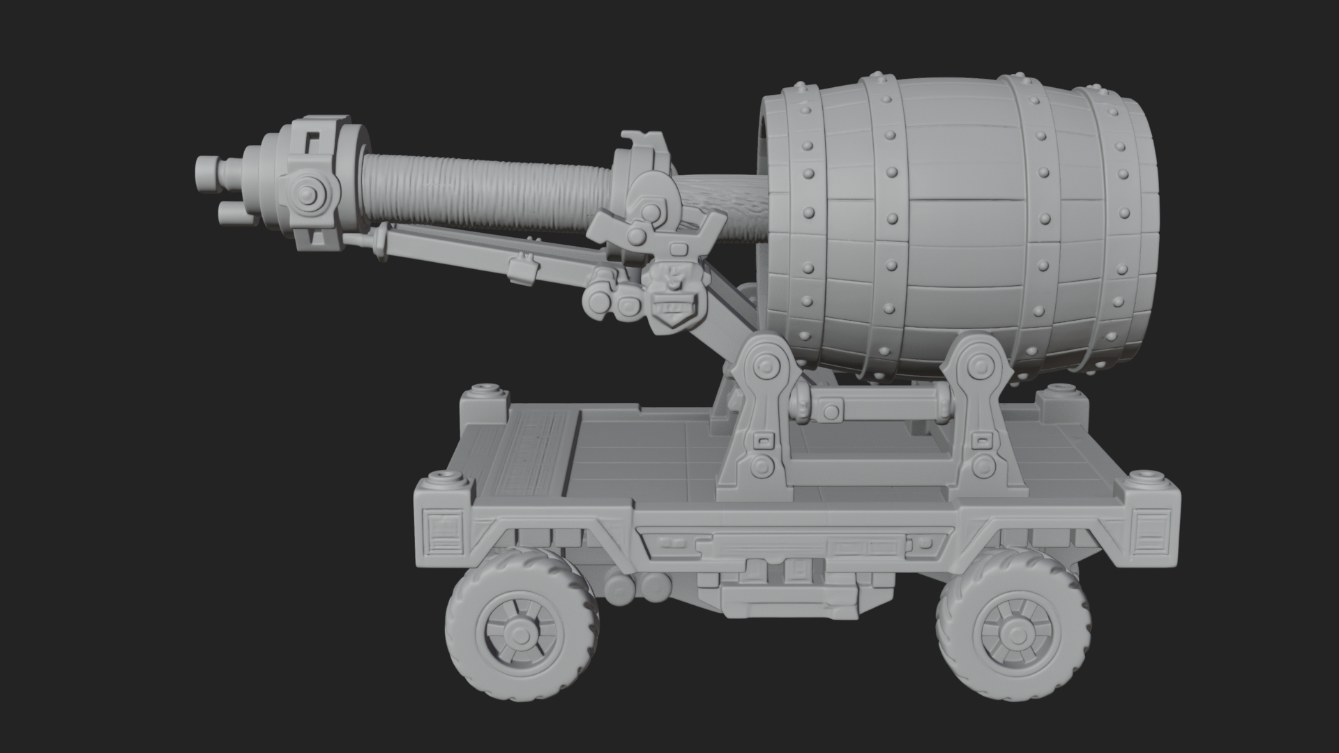 Barrel Siege Mortar Model Design 2 3D Print Model 3D Model