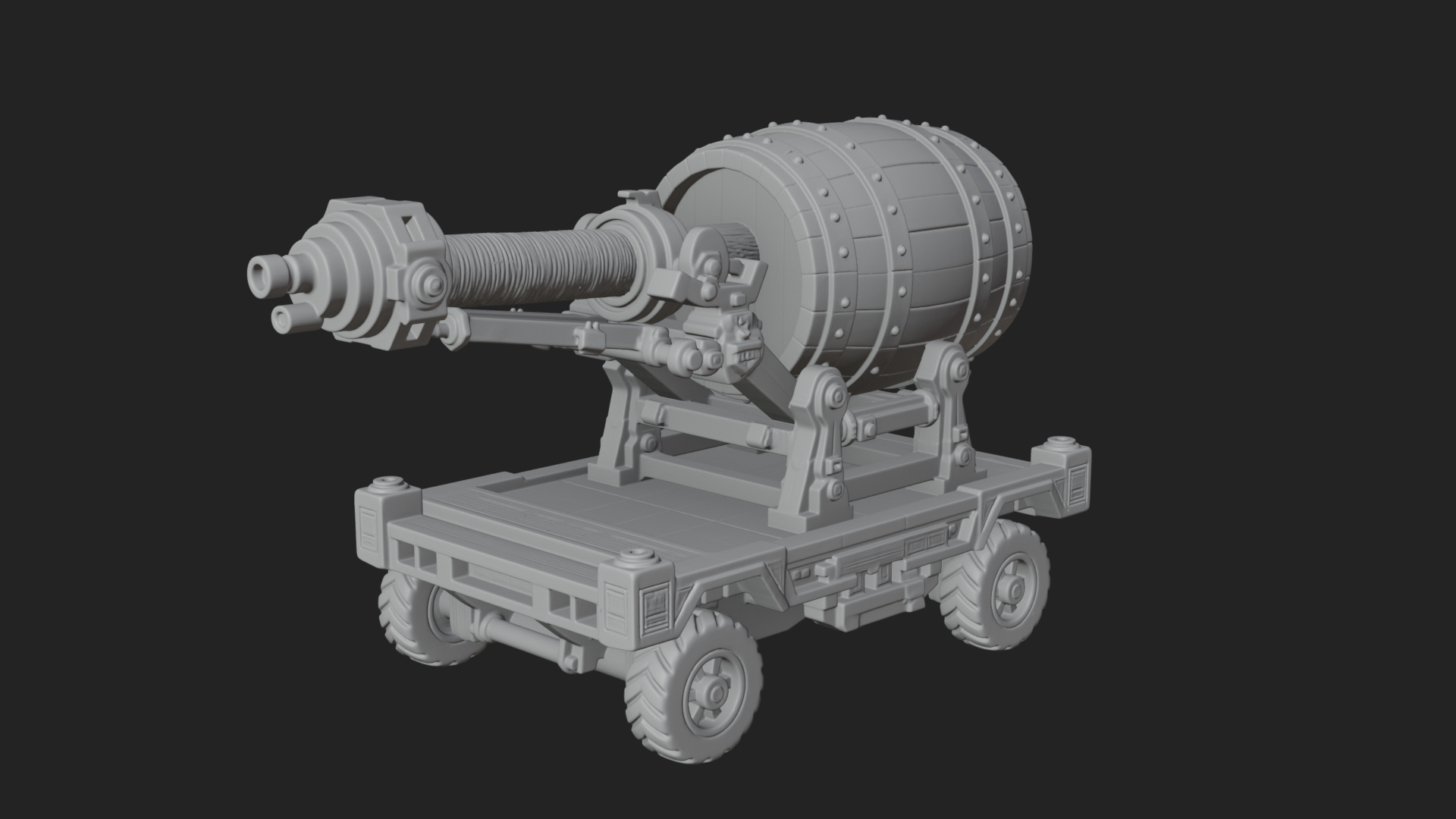 Barrel Siege Mortar Model Design 2 3D Print Model 3D Model