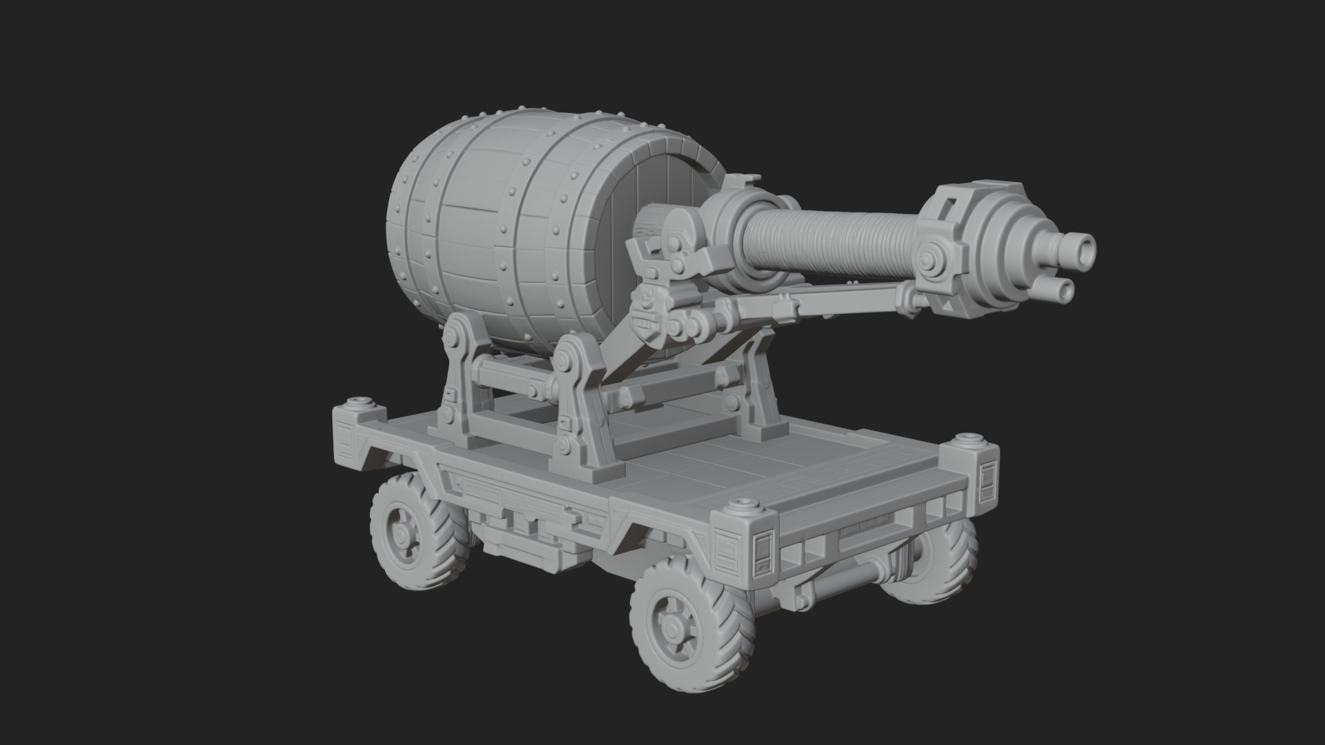 Barrel Siege Mortar Model Design 2 3D Print Model 3D Model
