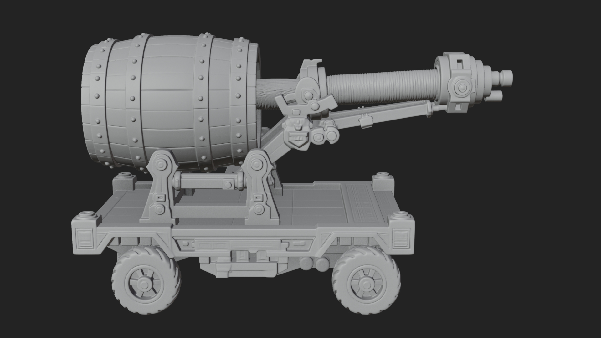 Barrel Siege Mortar Model Design 2 3D Print Model 3D Model