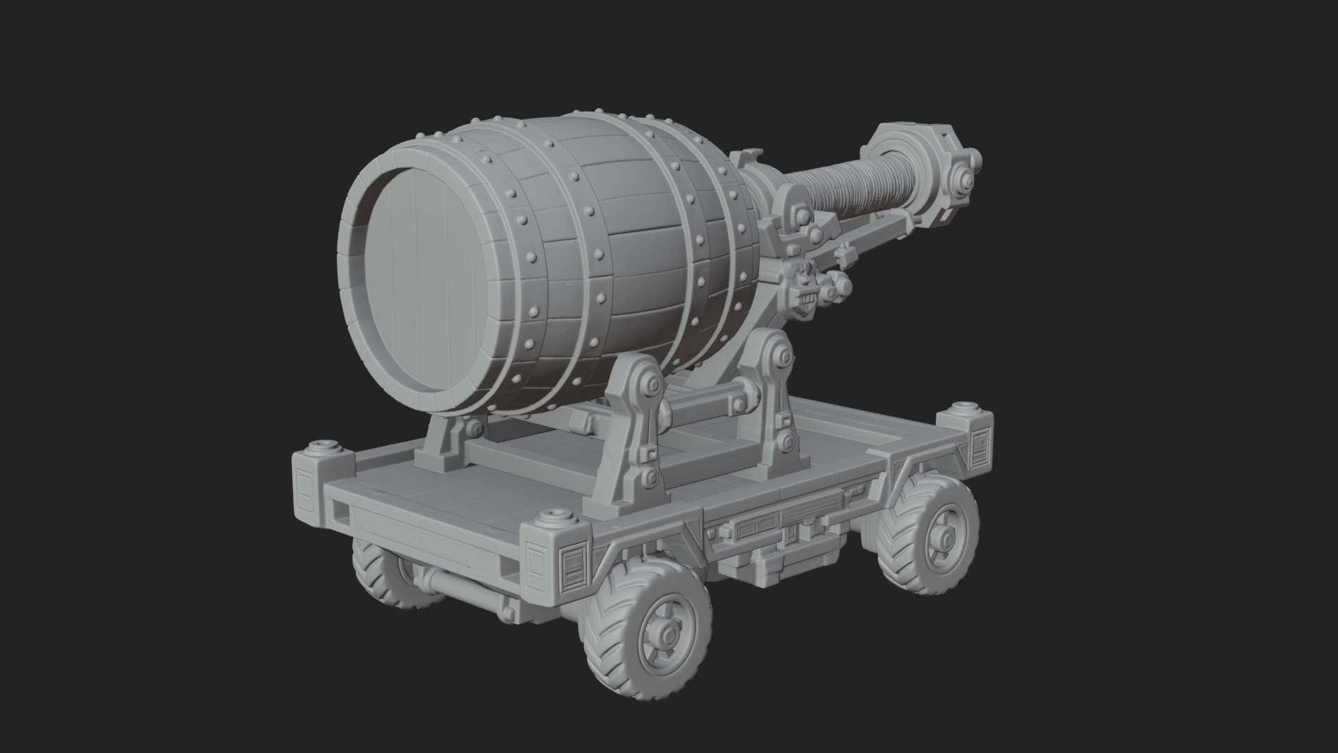 Barrel Siege Mortar Model Design 2 3D Print Model 3D Model