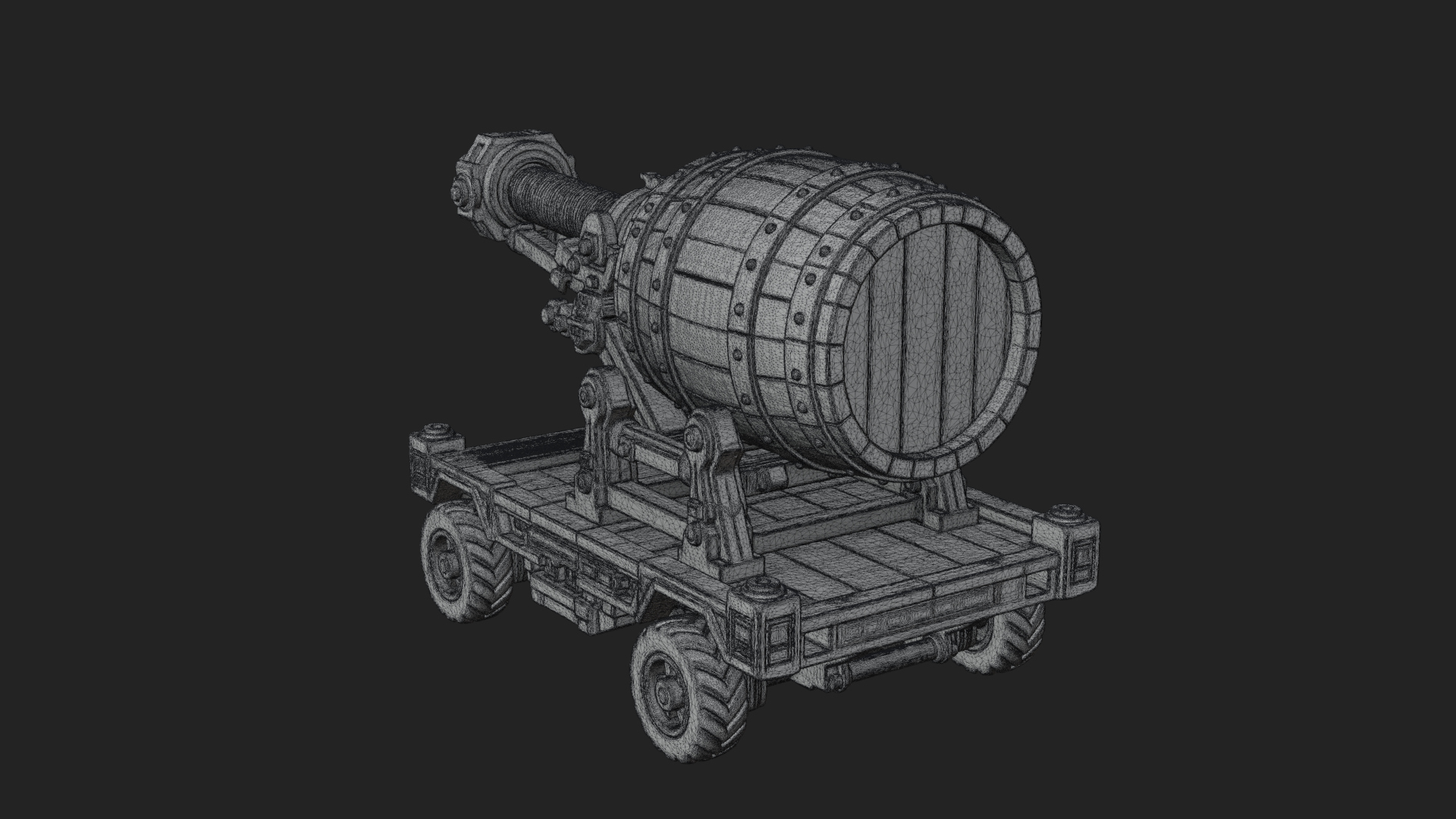 Barrel Siege Mortar Model Design 2 3D Print Model 3D Model