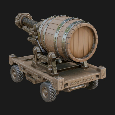 Barrel Siege Mortar Model Design 2 3D Print Model
