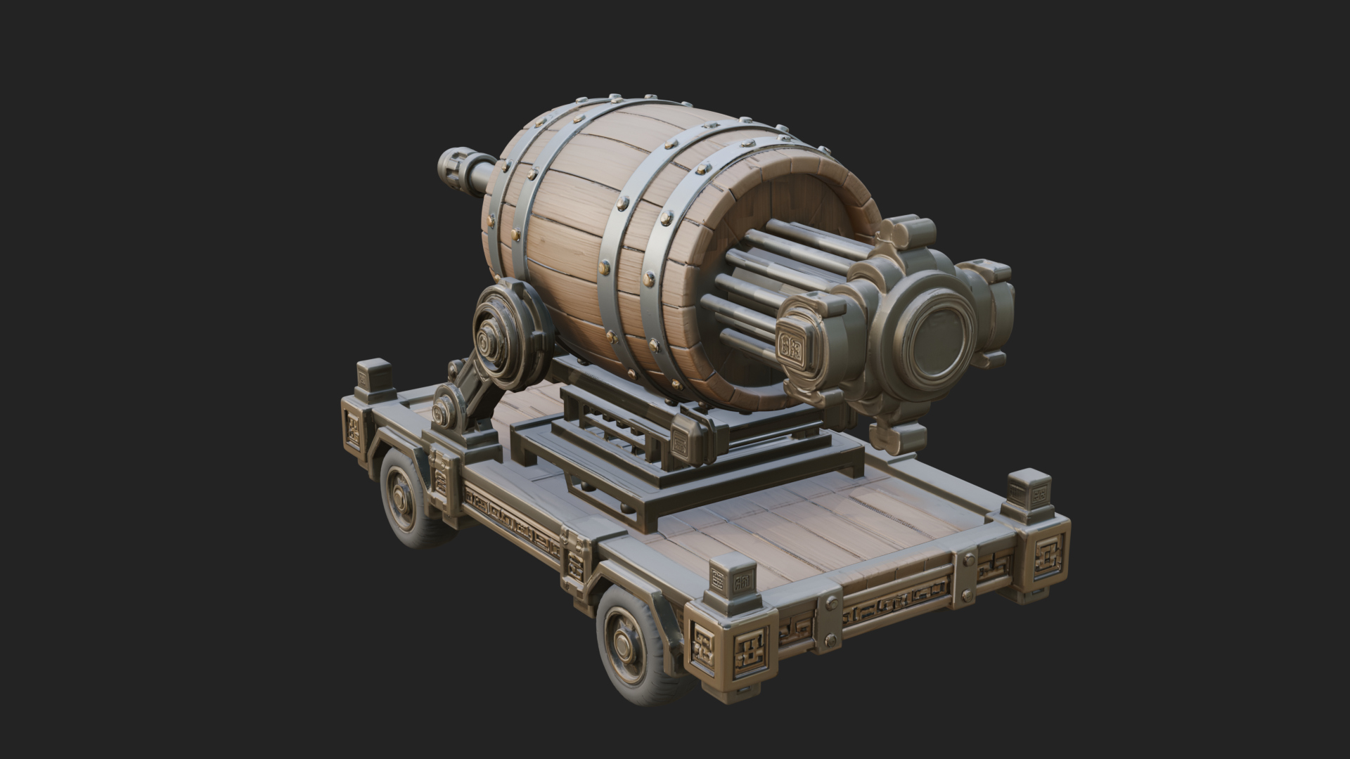 Barrel Siege Mortar Model Design 3 3D Print Model 3D Model