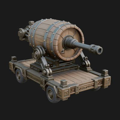 Barrel Siege Mortar Model Design 3 3D Print Model