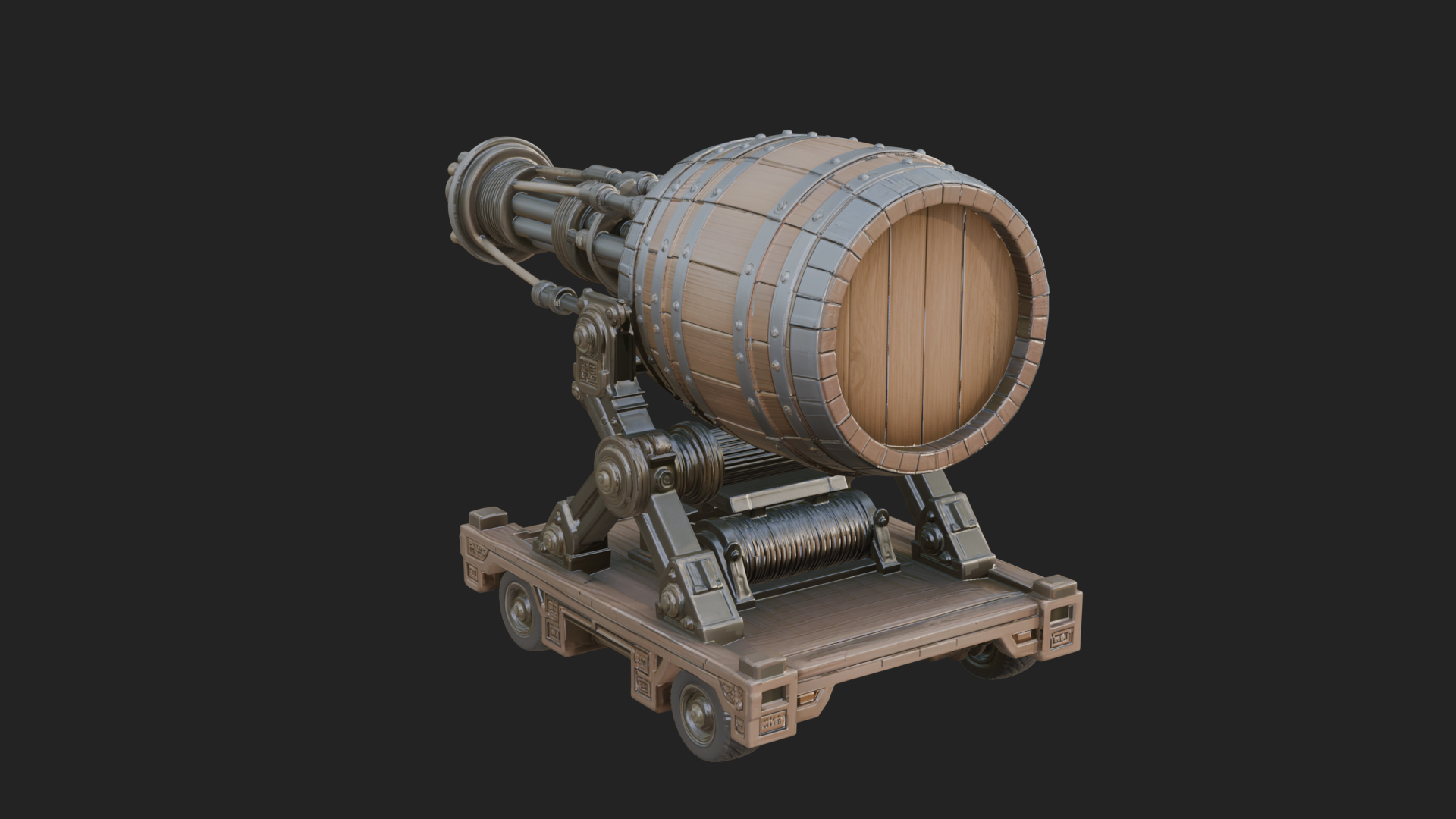 Barrel Siege Mortar Model Design 4 3D Print Model 3D Model