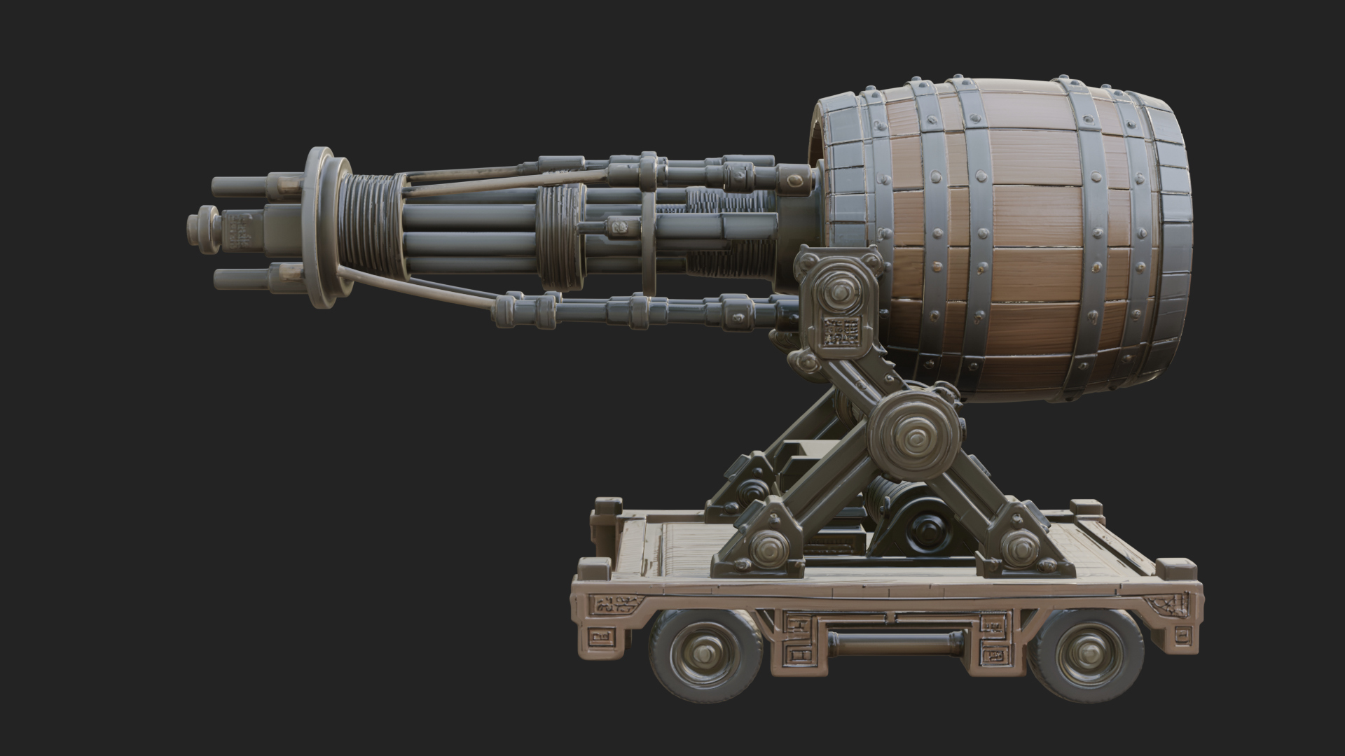 Barrel Siege Mortar Model Design 4 3D Print Model 3D Model