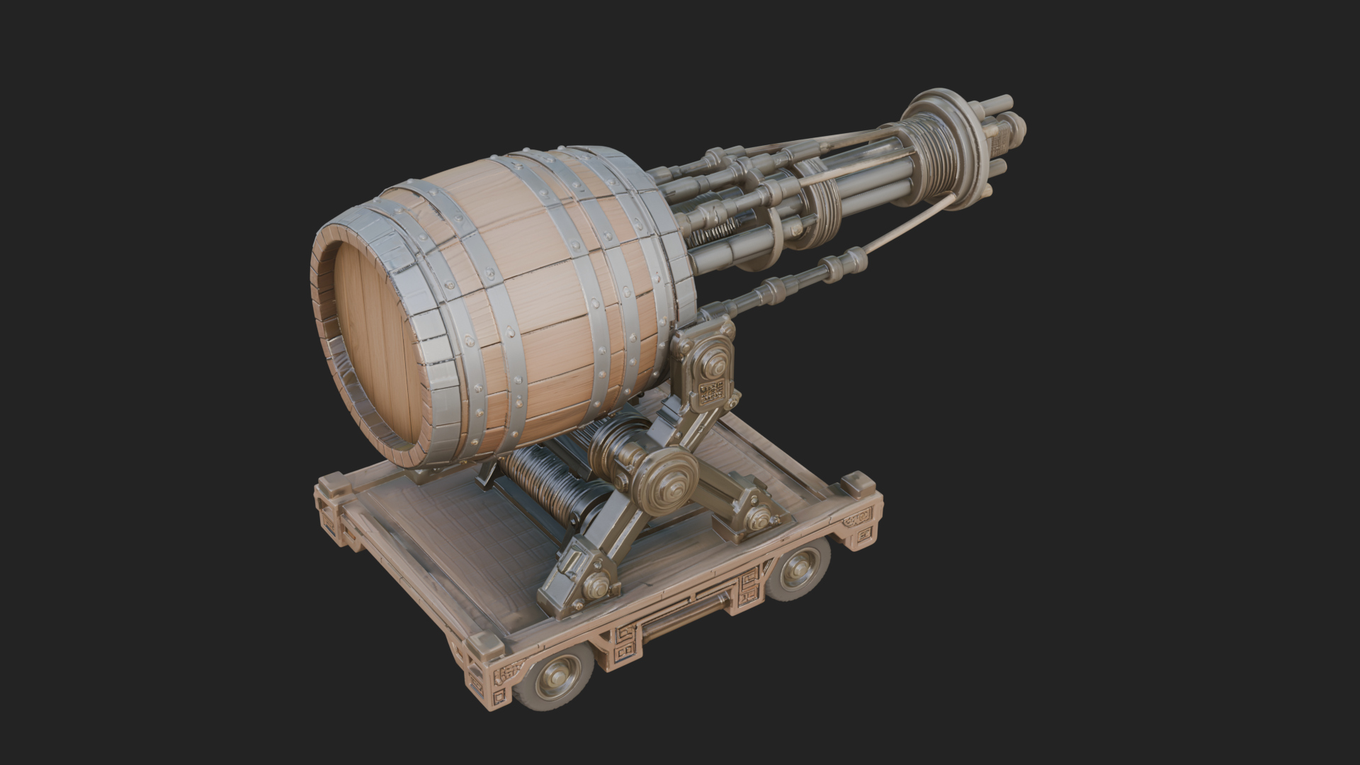 Barrel Siege Mortar Model Design 4 3D Print Model 3D Model