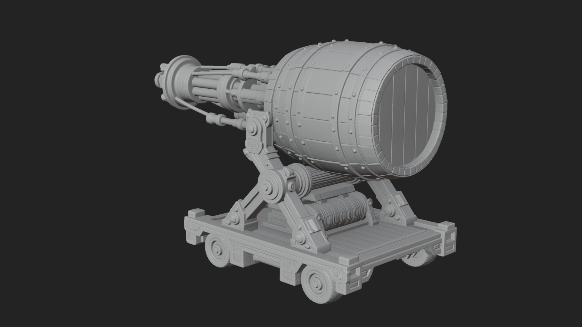 Barrel Siege Mortar Model Design 4 3D Print Model 3D Model