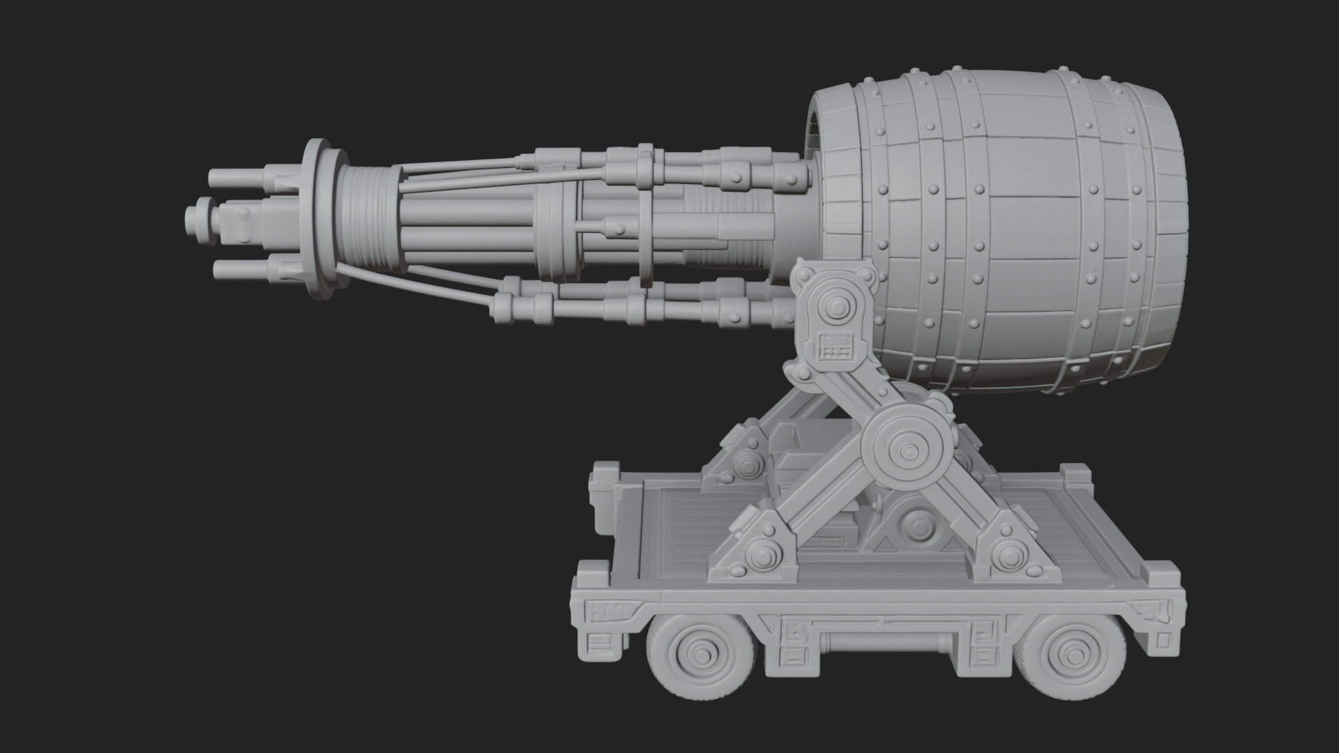 Barrel Siege Mortar Model Design 4 3D Print Model 3D Model