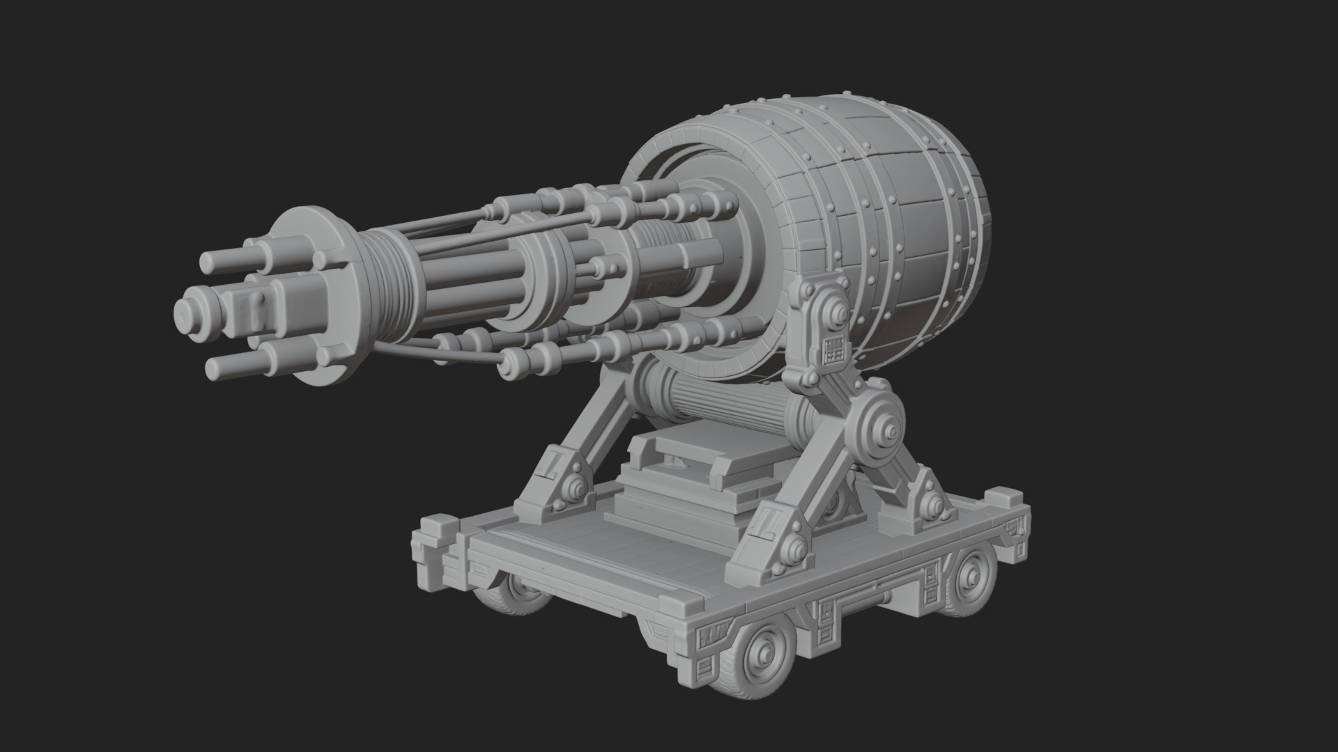 Barrel Siege Mortar Model Design 4 3D Print Model 3D Model