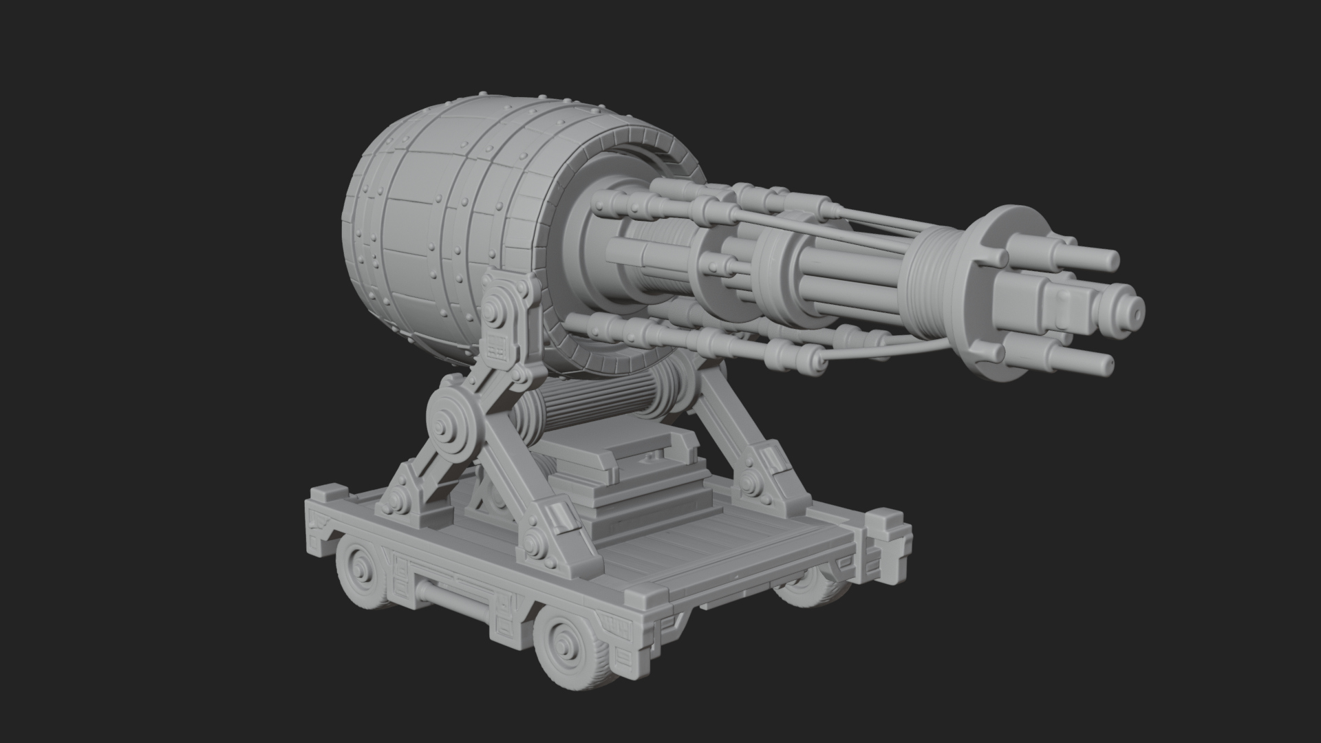 Barrel Siege Mortar Model Design 4 3D Print Model 3D Model