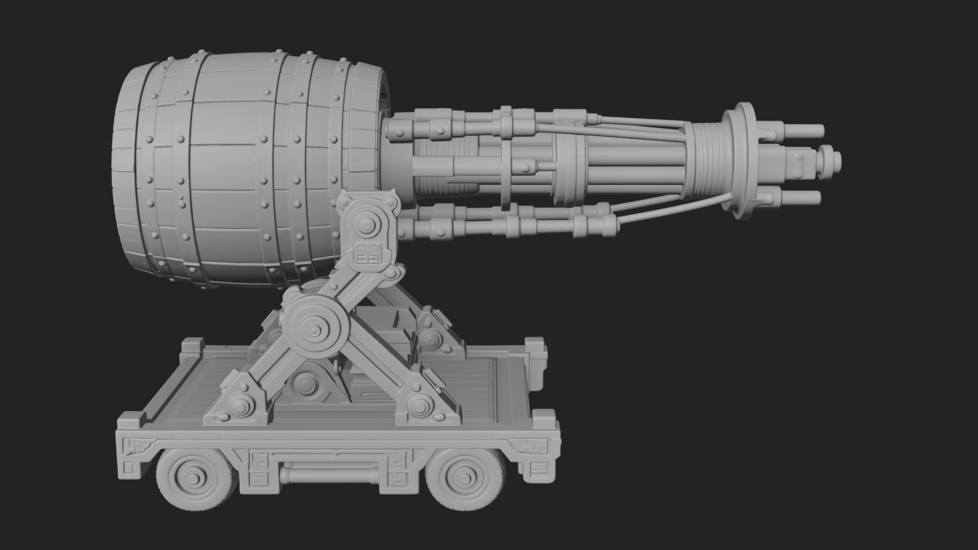 Barrel Siege Mortar Model Design 4 3D Print Model 3D Model