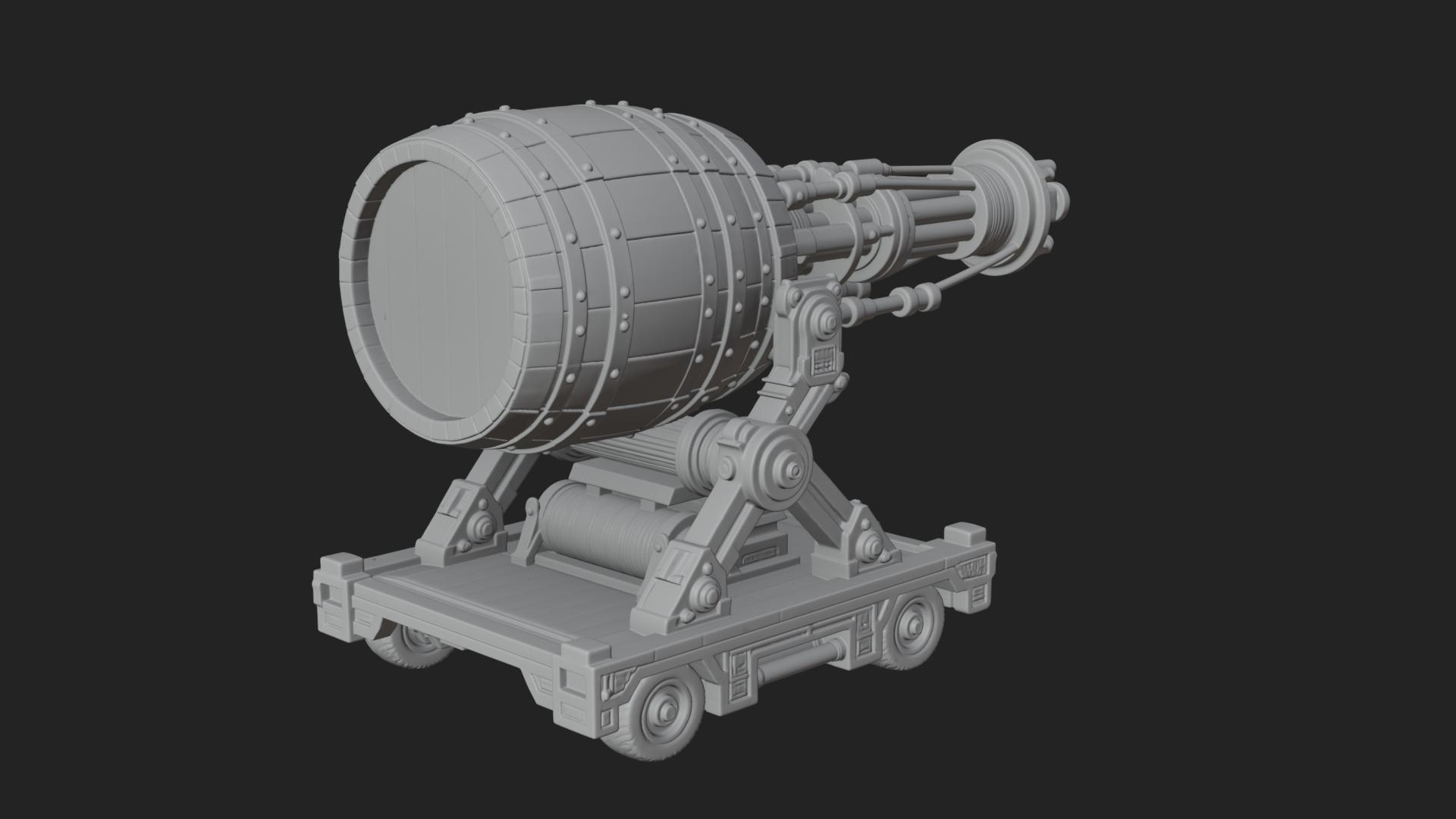Barrel Siege Mortar Model Design 4 3D Print Model 3D Model