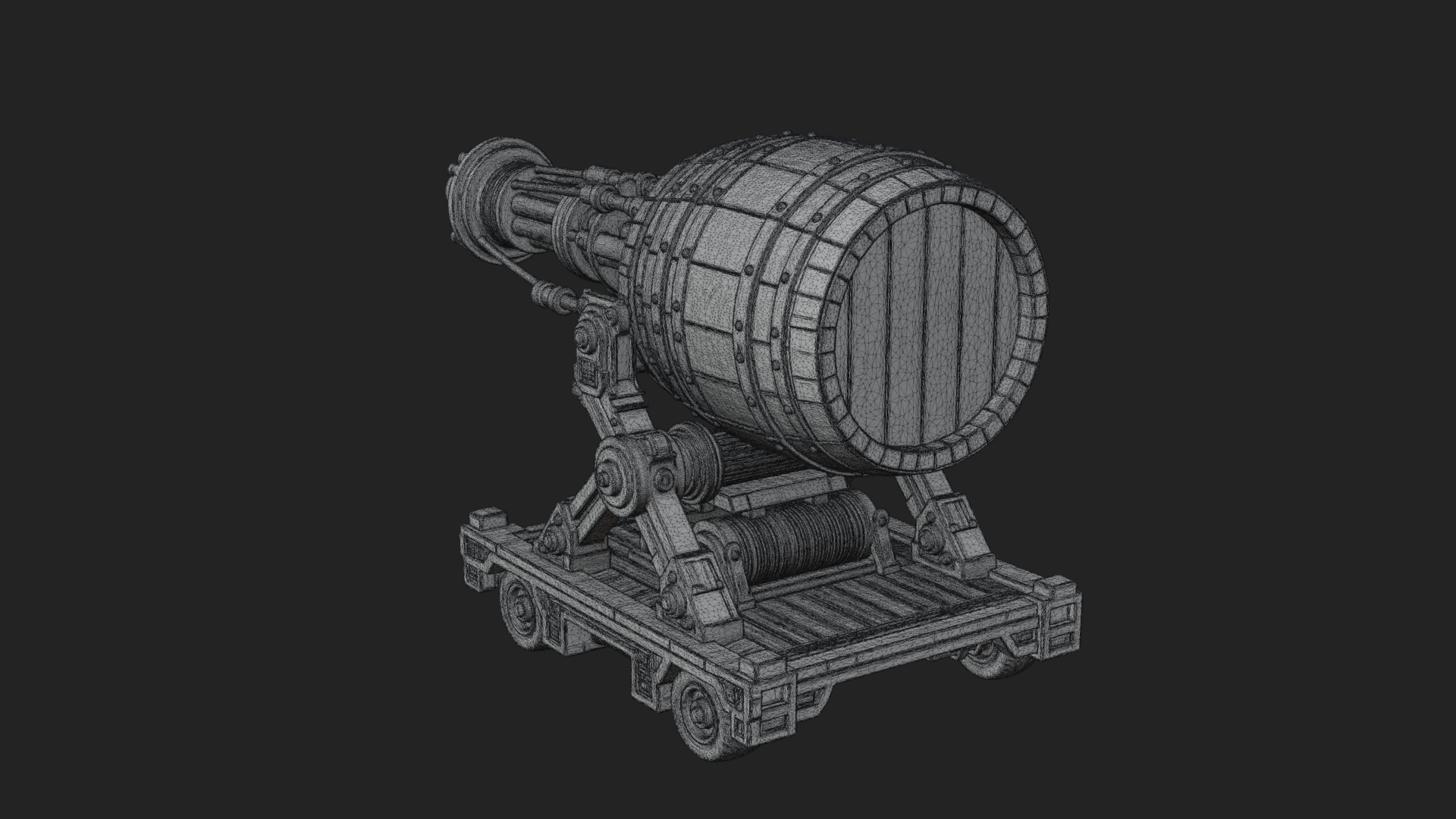 Barrel Siege Mortar Model Design 4 3D Print Model 3D Model