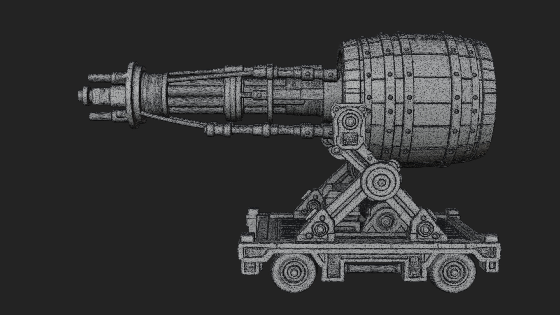 Barrel Siege Mortar Model Design 4 3D Print Model 3D Model