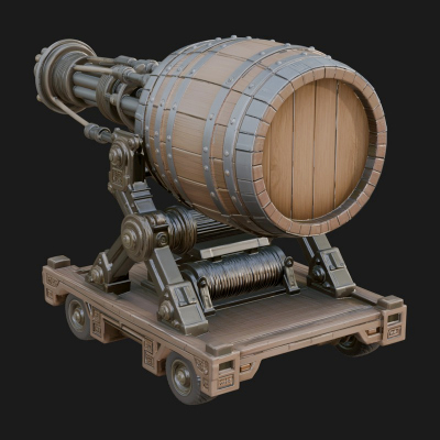 Barrel Siege Mortar Model Design 4 3D Print Model