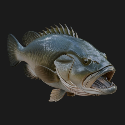 Bass Fish Statue Design 1 3D Print Model
