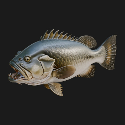 Bass Fish Statue Design 2 3D Print Model
