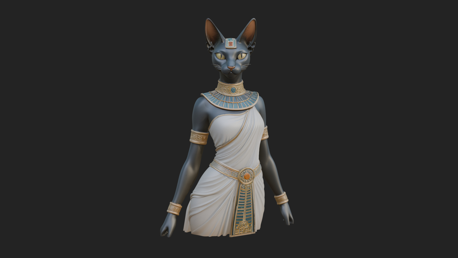 Bastet Cat Goddess Statue Design 1 3D Print Model 3D Model