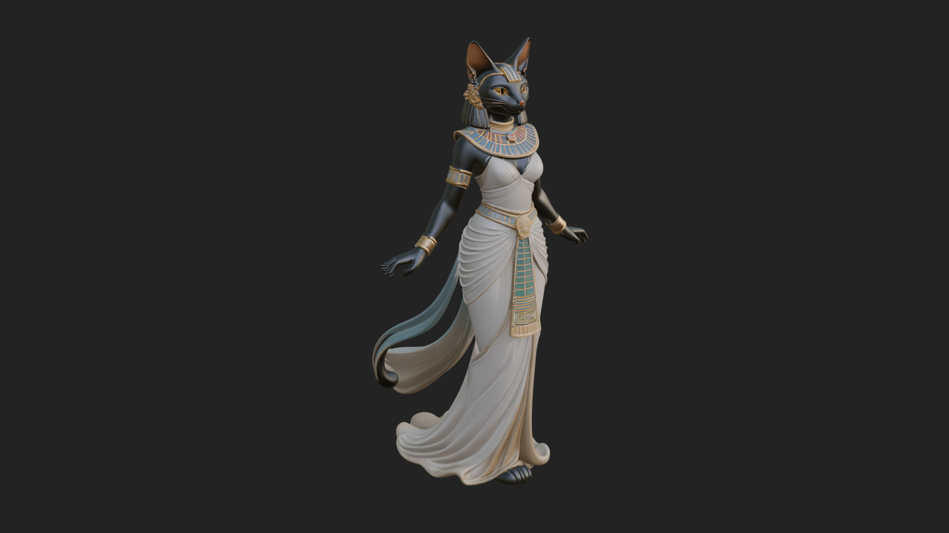 Bastet Cat Goddess Statue Design 2 3D Print Model 3D Model