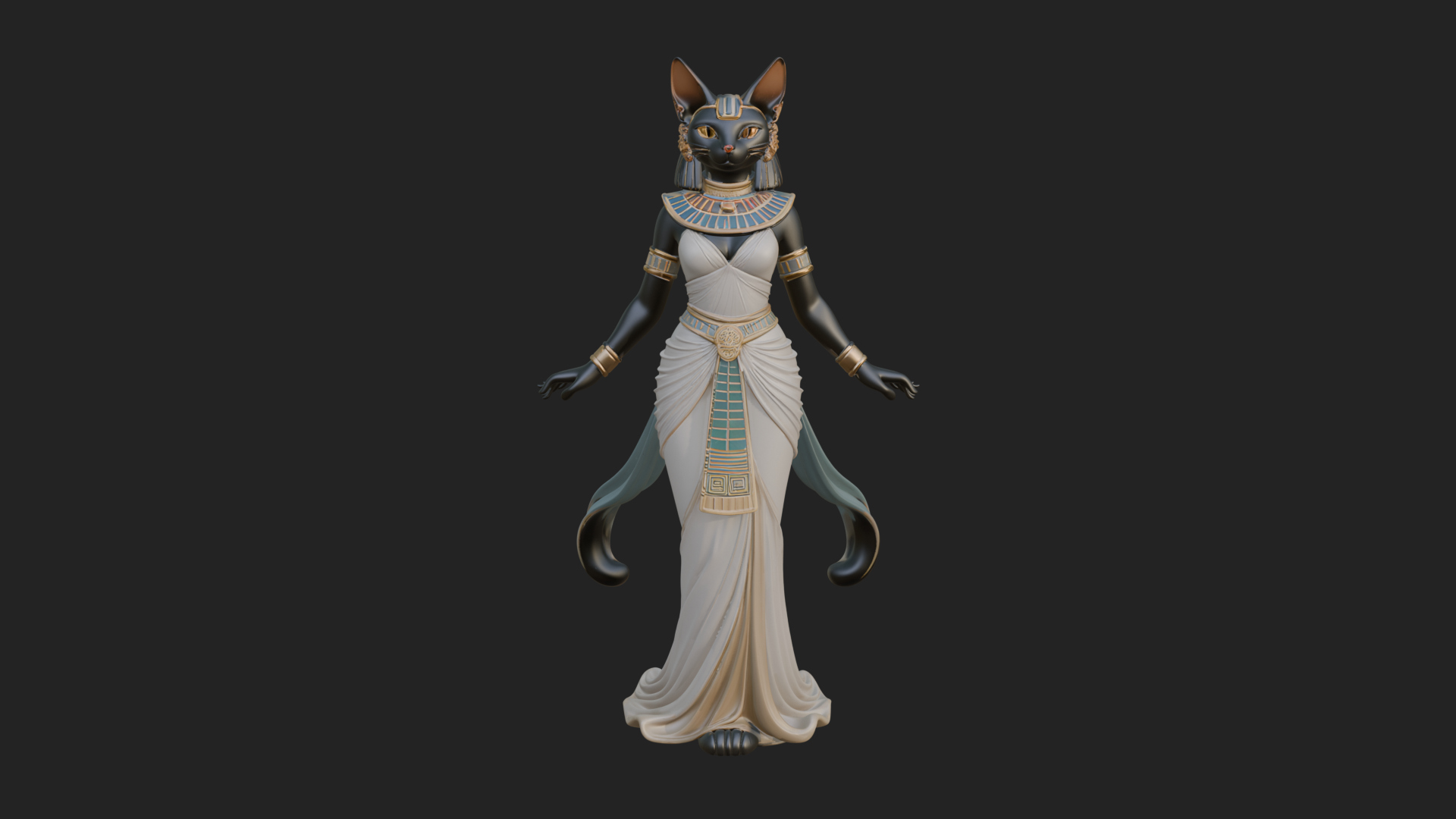 Bastet Cat Goddess Statue Design 2 3D Print Model 3D Model