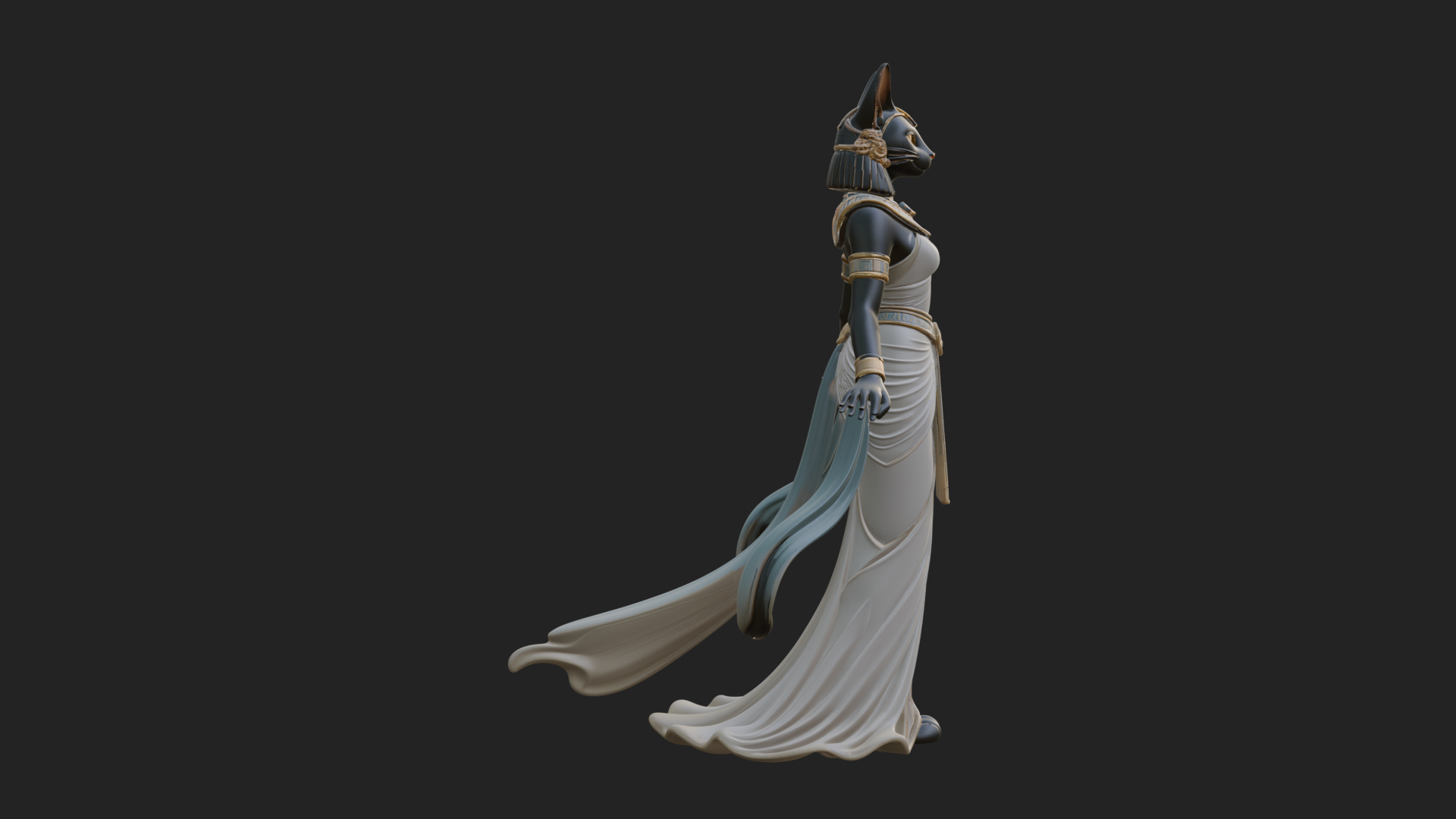 Bastet Cat Goddess Statue Design 2 3D Print Model 3D Model