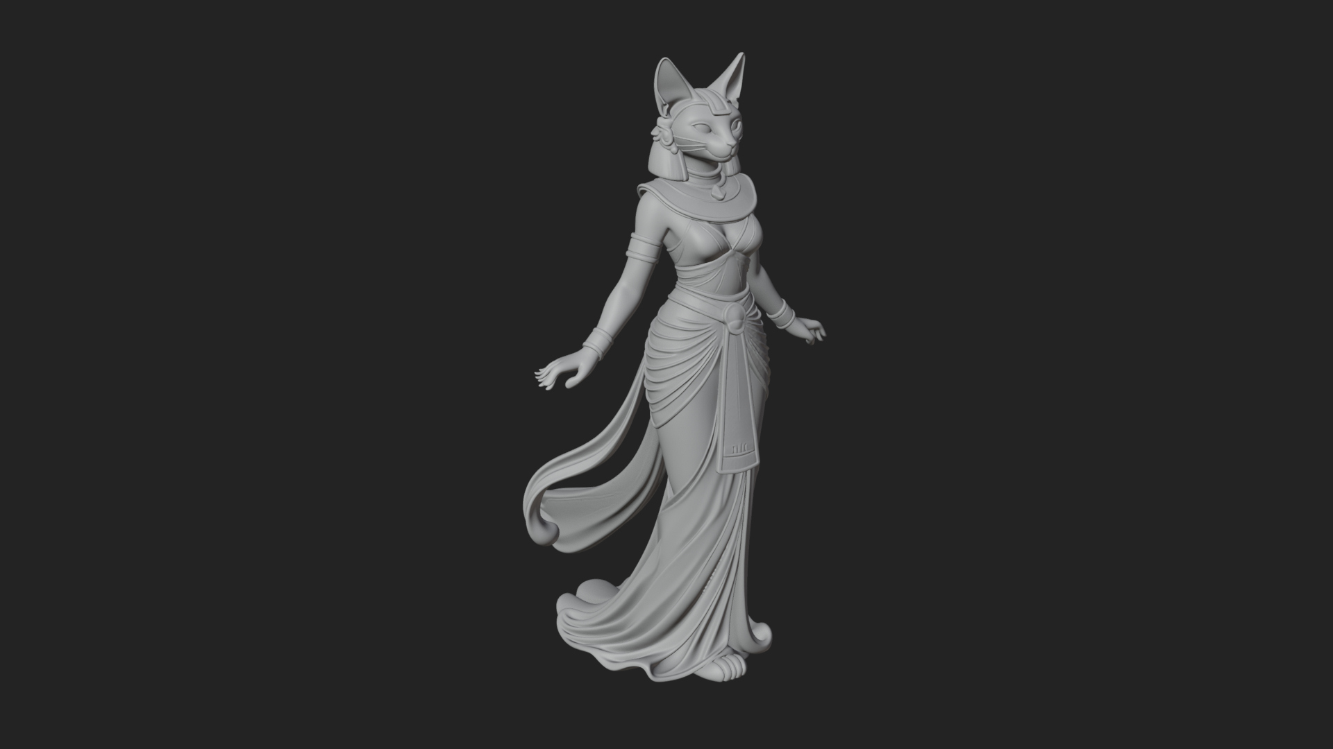 Bastet Cat Goddess Statue Design 2 3D Print Model 3D Model