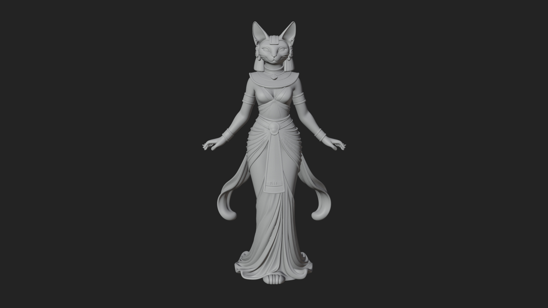 Bastet Cat Goddess Statue Design 2 3D Print Model 3D Model