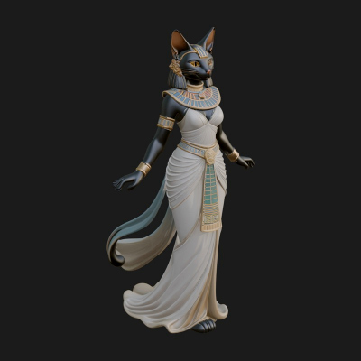 Bastet Cat Goddess Statue Design 2 3D Print Model