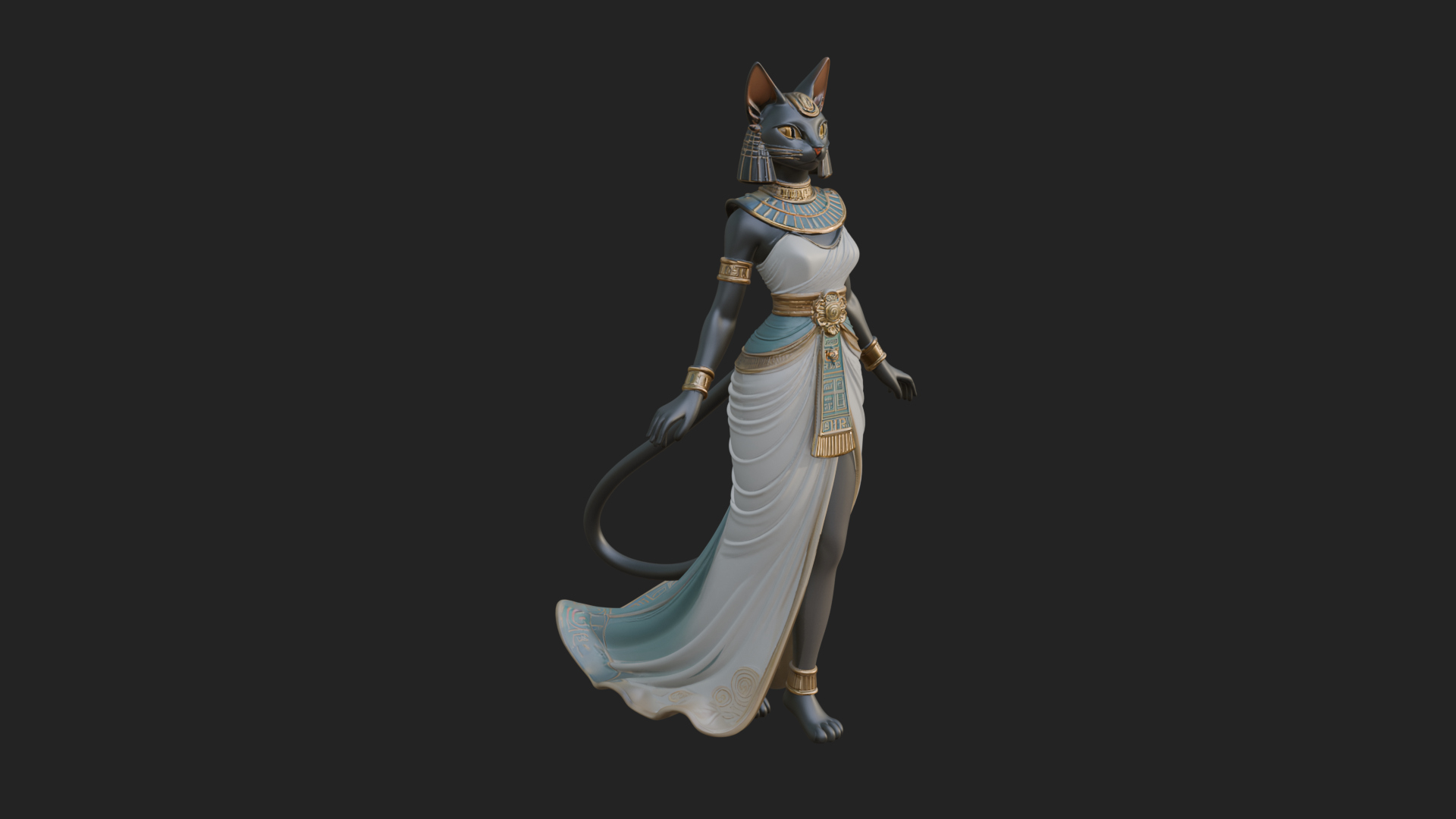 Bastet Cat Goddess Statue Design 3 3D Print Model 3D Model