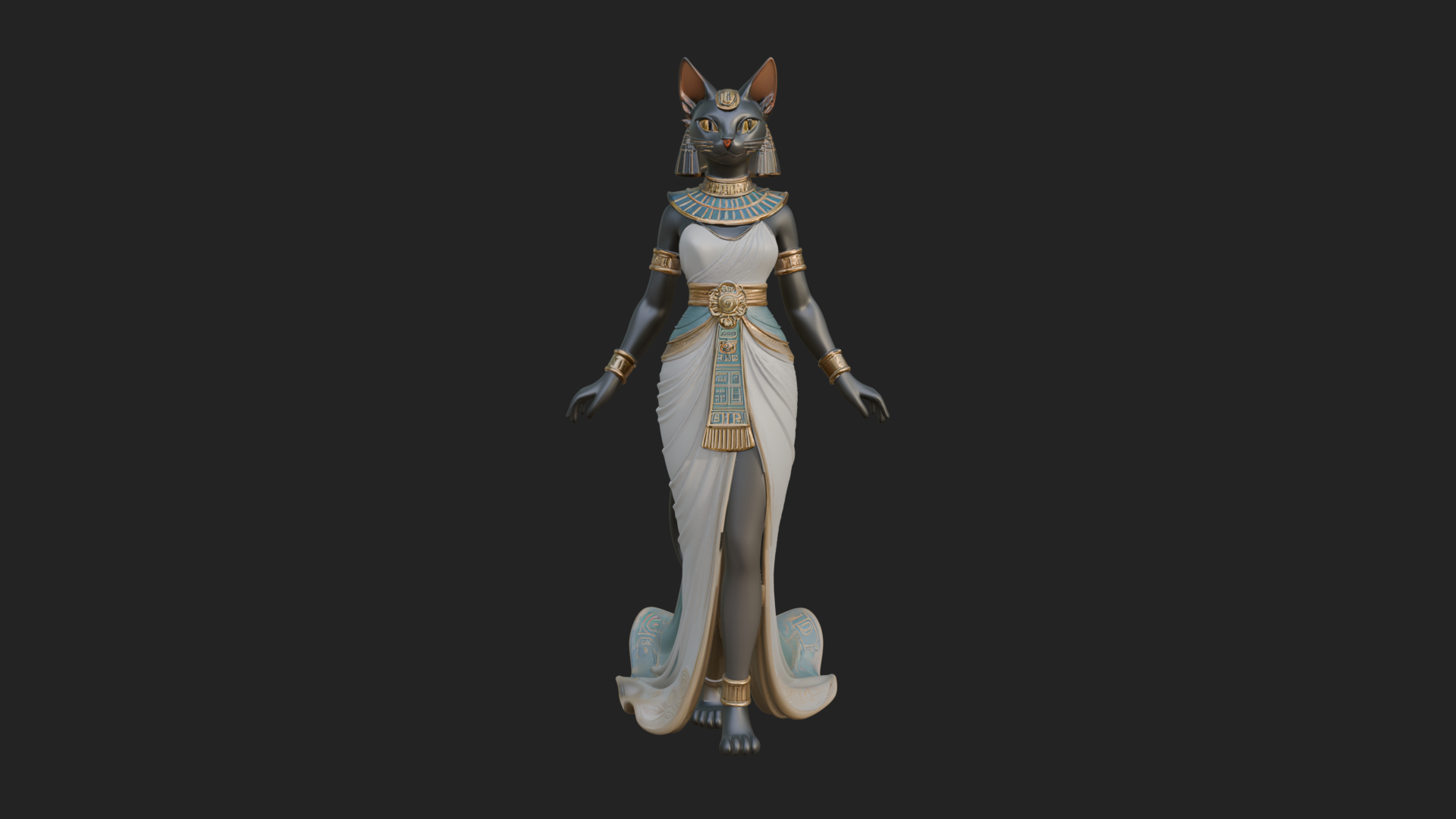 Bastet Cat Goddess Statue Design 3 3D Print Model 3D Model