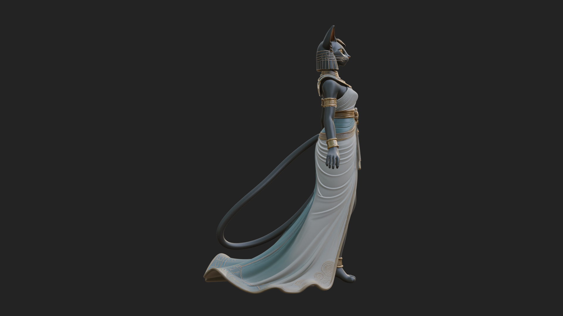 Bastet Cat Goddess Statue Design 3 3D Print Model 3D Model