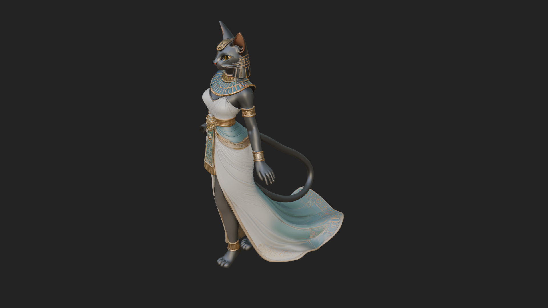 Bastet Cat Goddess Statue Design 3 3D Print Model 3D Model