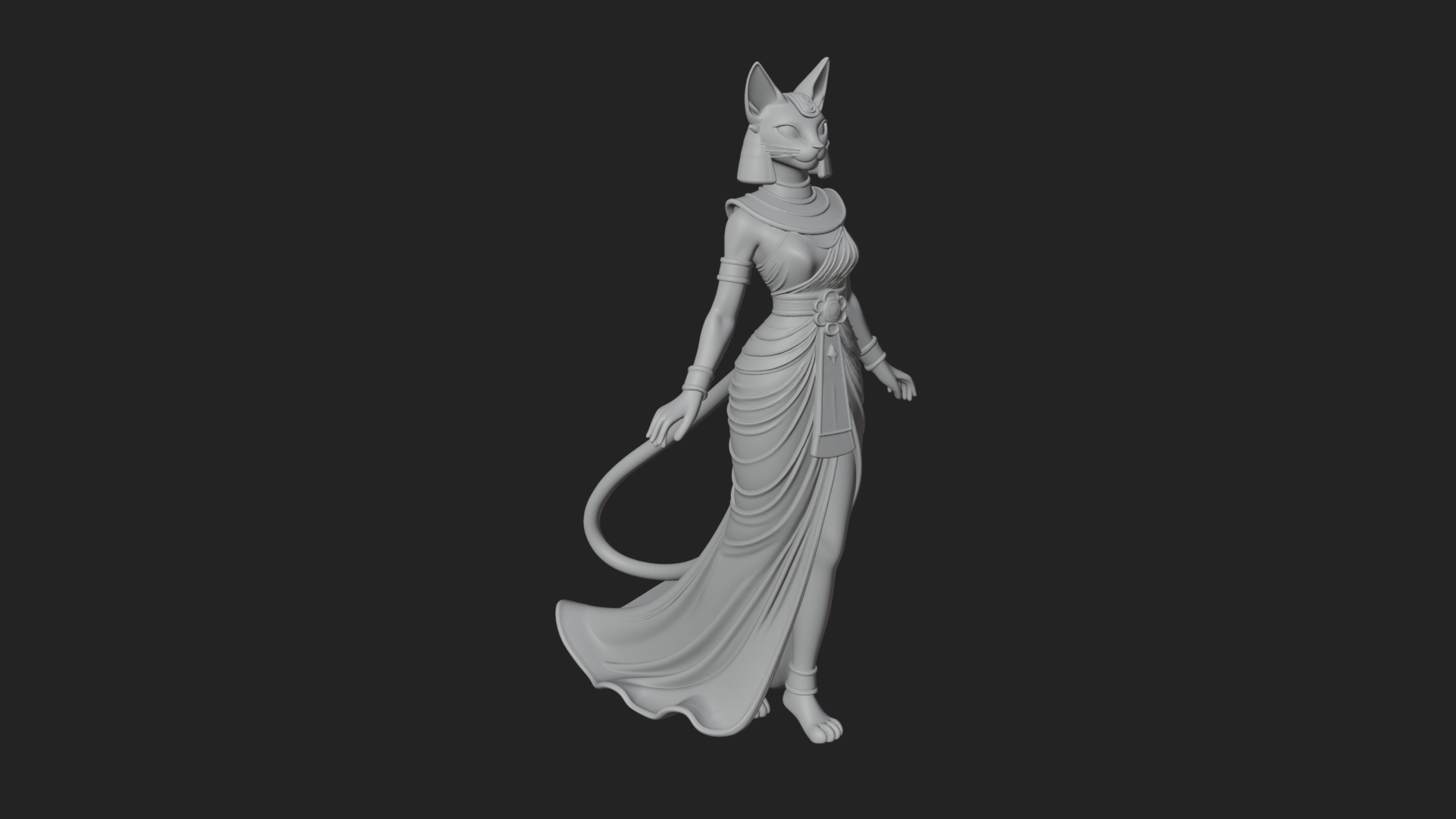Bastet Cat Goddess Statue Design 3 3D Print Model 3D Model