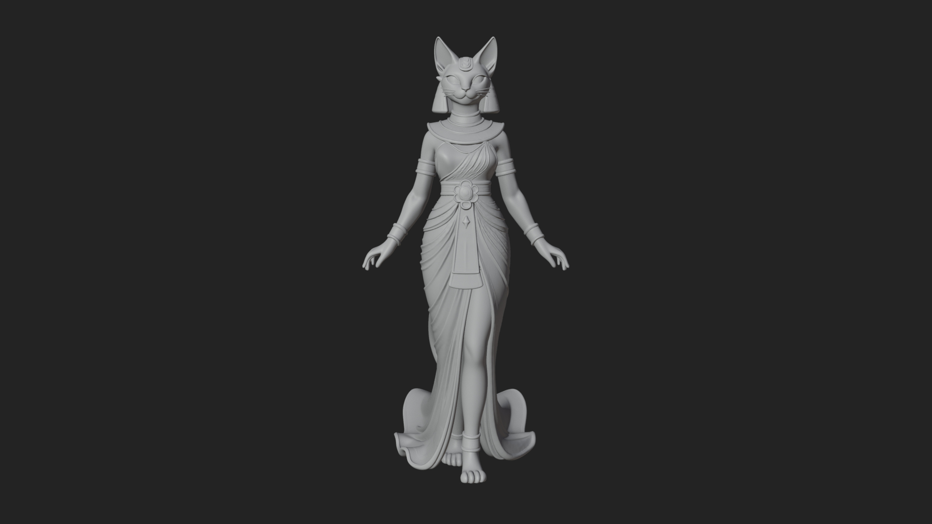 Bastet Cat Goddess Statue Design 3 3D Print Model 3D Model