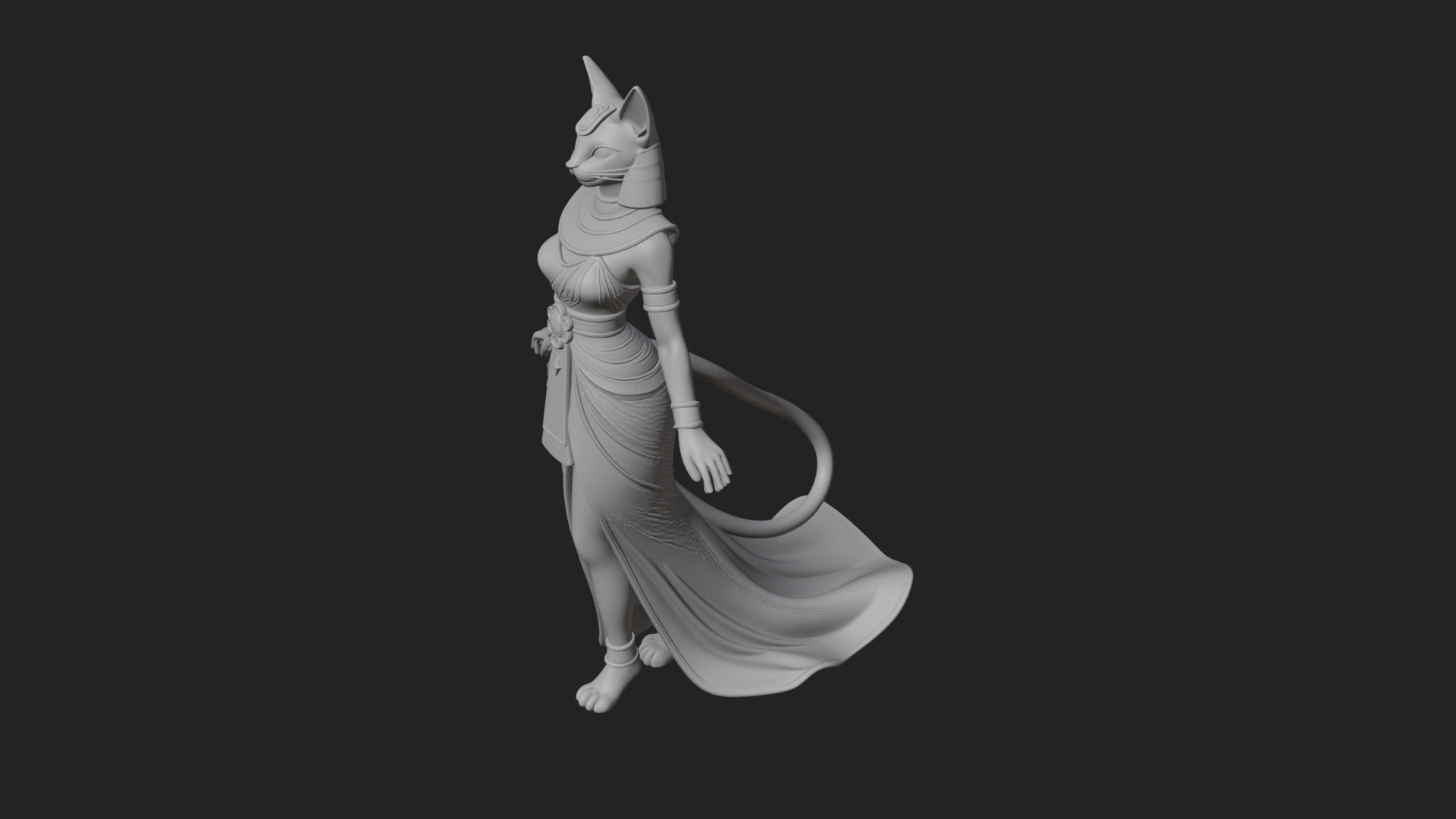 Bastet Cat Goddess Statue Design 3 3D Print Model 3D Model