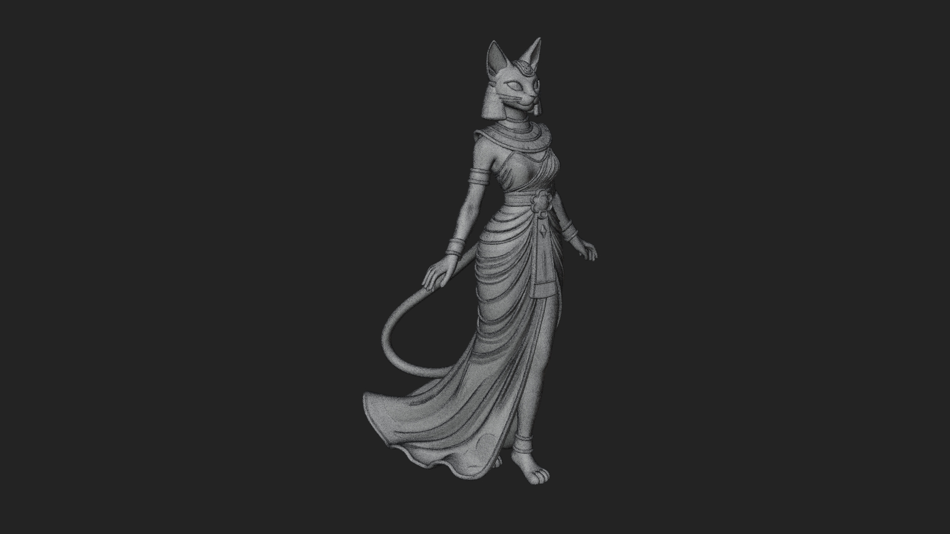 Bastet Cat Goddess Statue Design 3 3D Print Model 3D Model