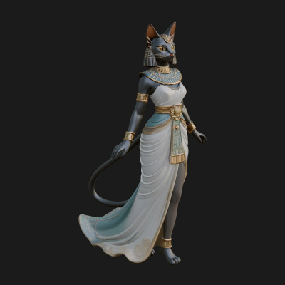 Bastet Cat Goddess Statue Design 3 3D Print Model