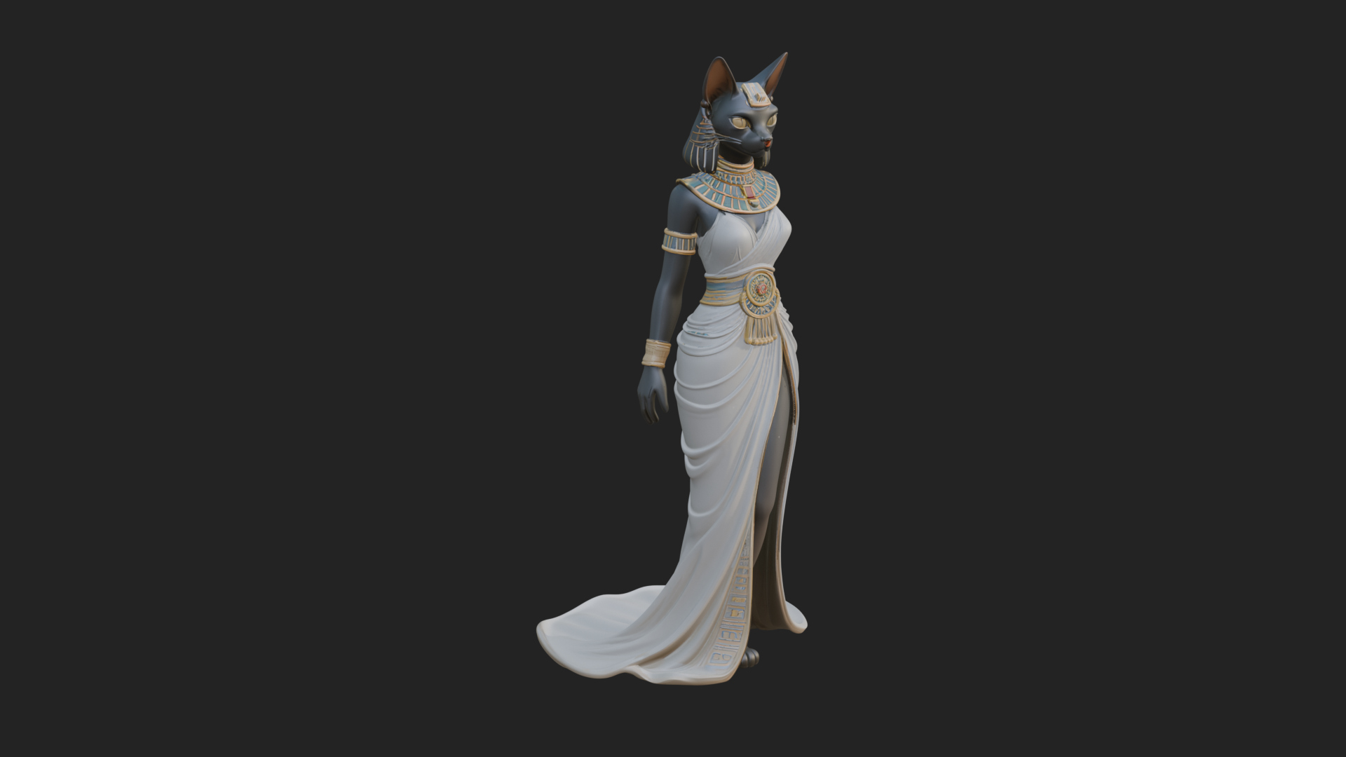 Bastet Cat Goddess Statue Design 4 3D Print Model 3D Model