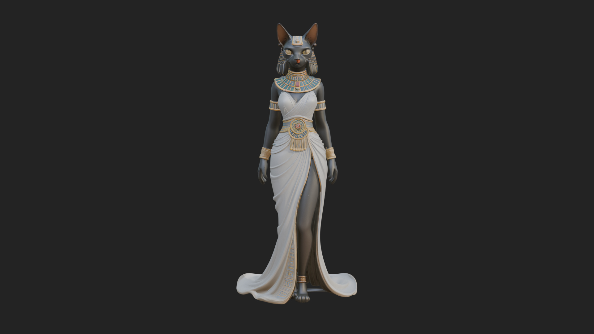Bastet Cat Goddess Statue Design 4 3D Print Model 3D Model