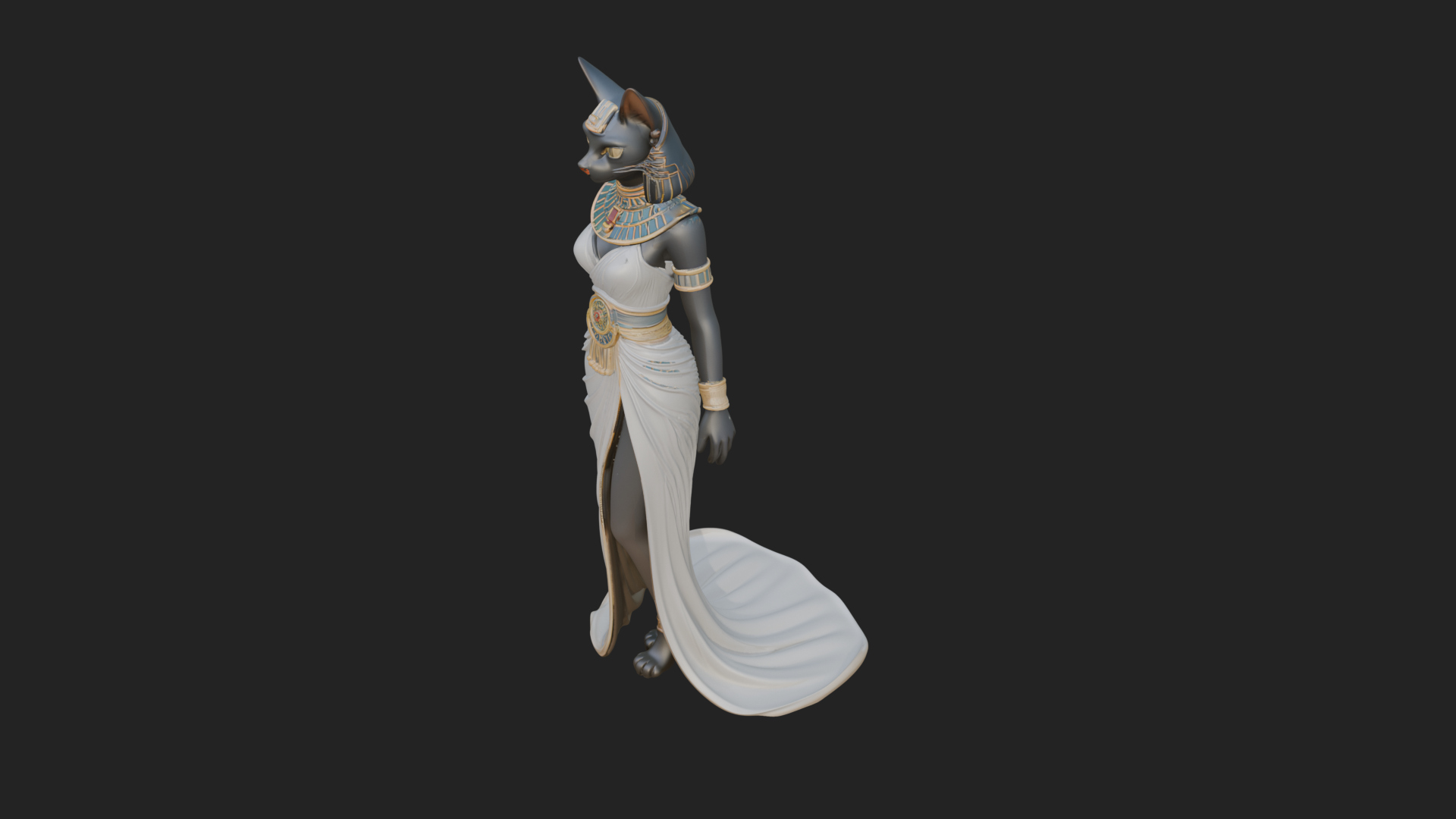 Bastet Cat Goddess Statue Design 4 3D Print Model 3D Model