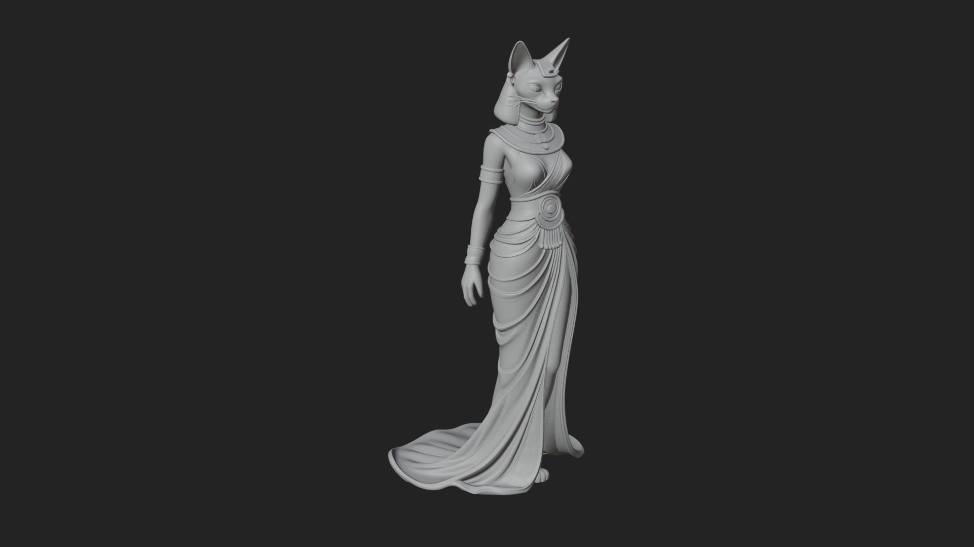Bastet Cat Goddess Statue Design 4 3D Print Model 3D Model