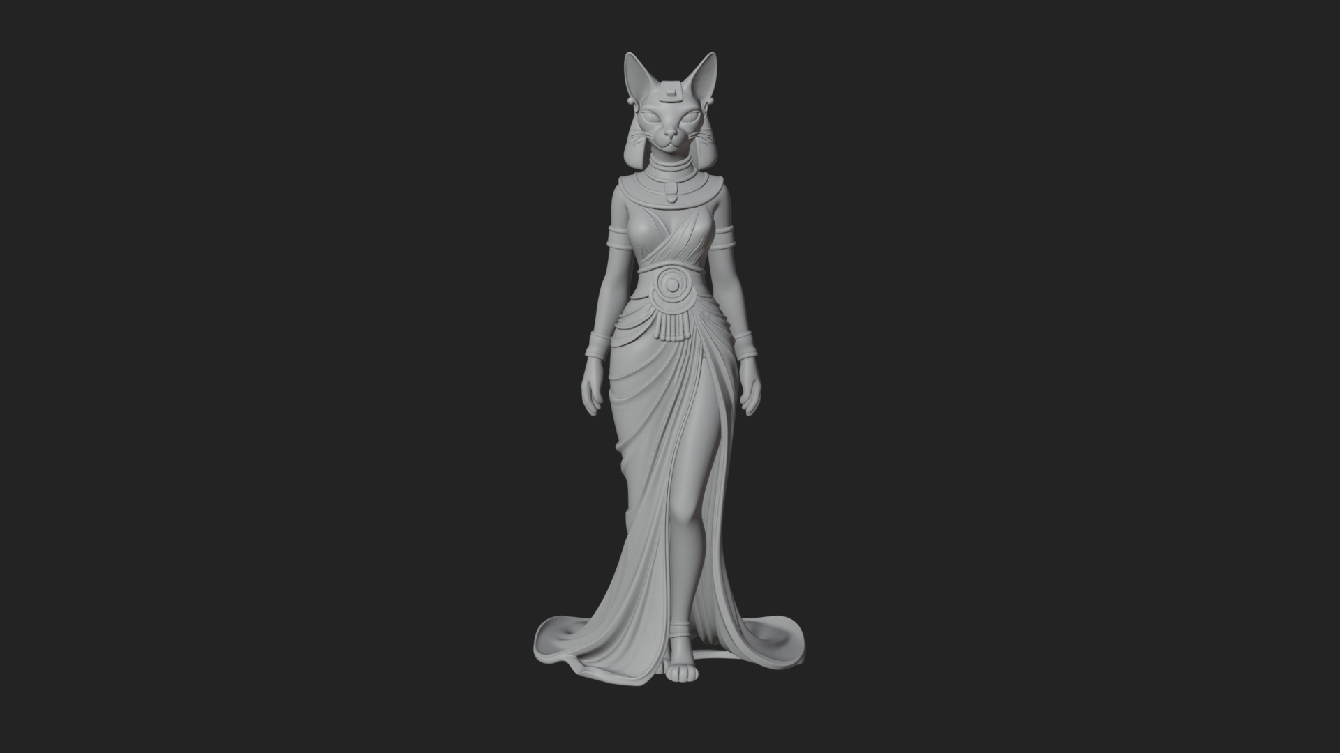 Bastet Cat Goddess Statue Design 4 3D Print Model 3D Model