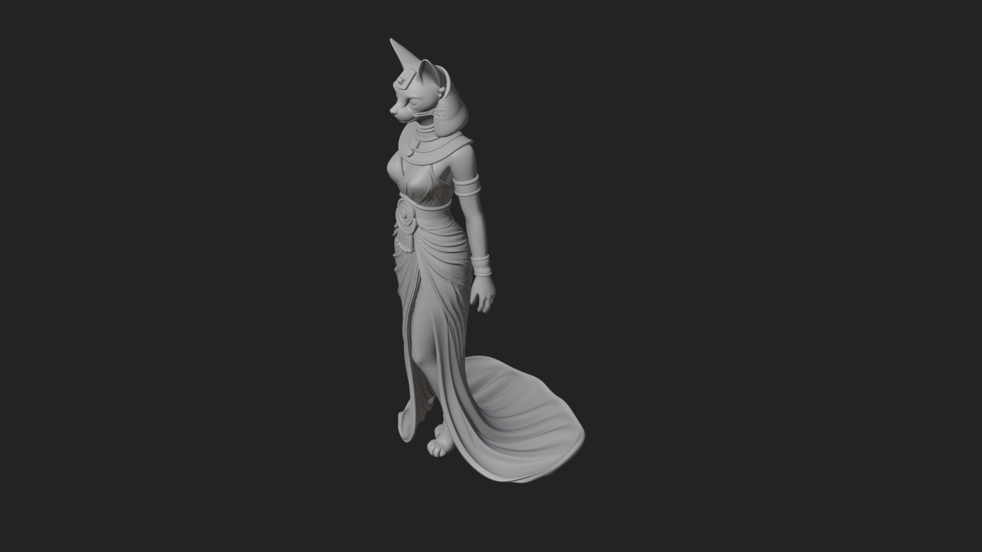 Bastet Cat Goddess Statue Design 4 3D Print Model 3D Model