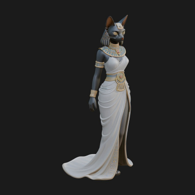 Bastet Cat Goddess Statue Design 4 3D Print Model