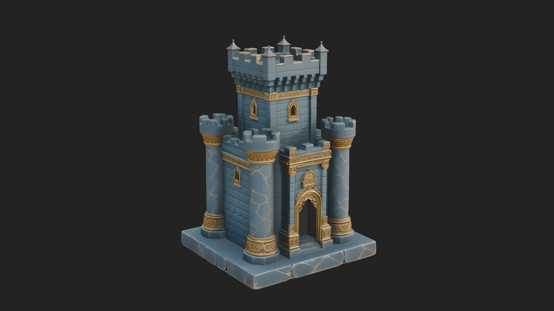 Battlement Castle Tower Design 1 3D Print Model 3D Model