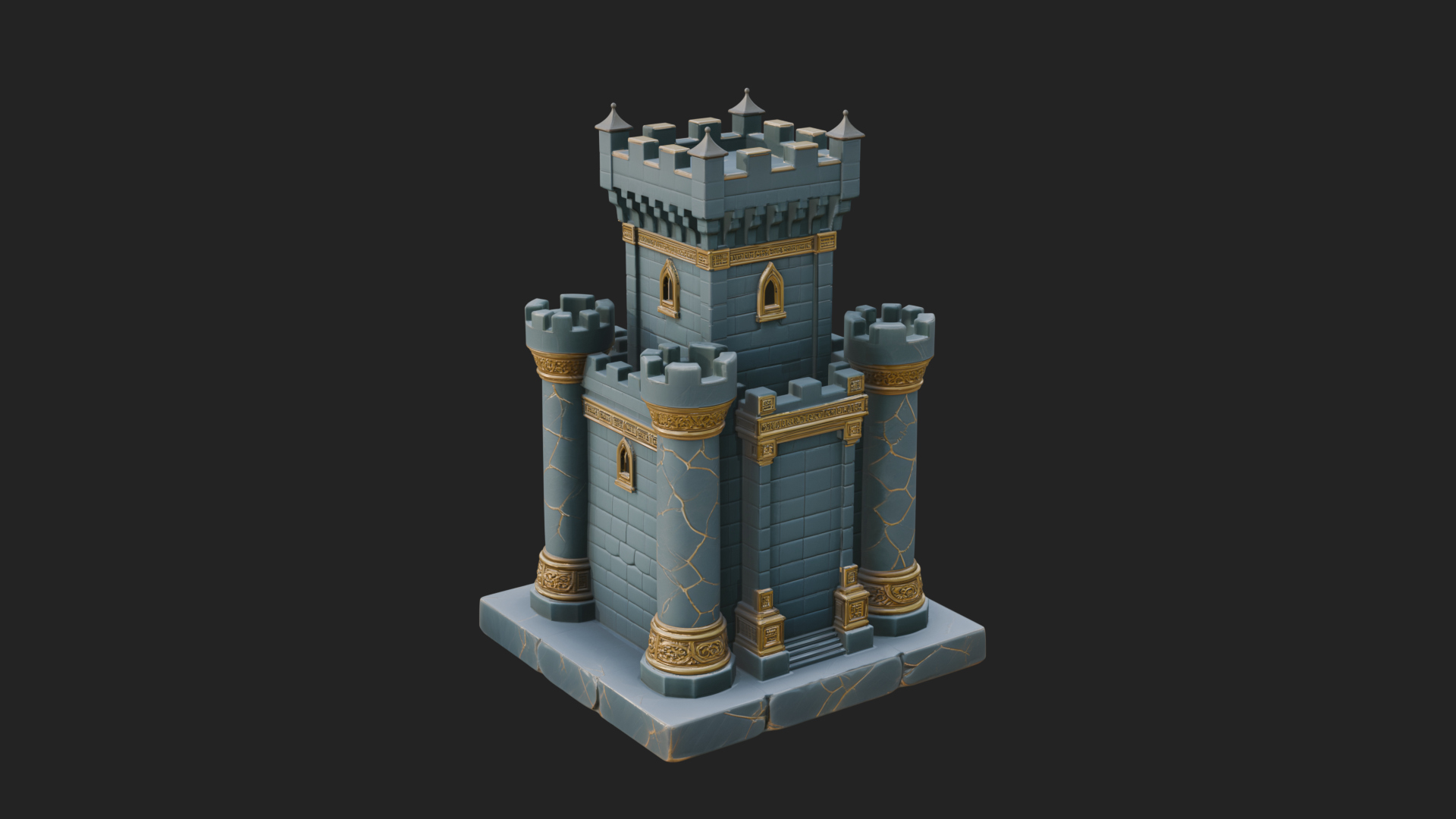 Battlement Castle Tower Design 1 3D Print Model 3D Model