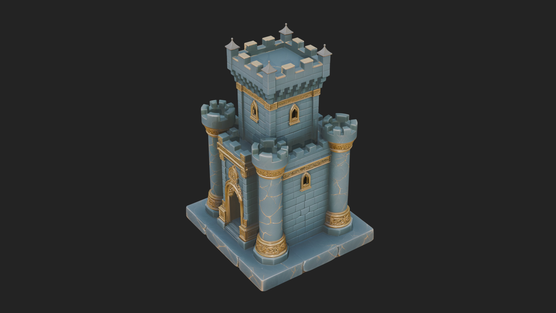 Battlement Castle Tower Design 1 3D Print Model 3D Model