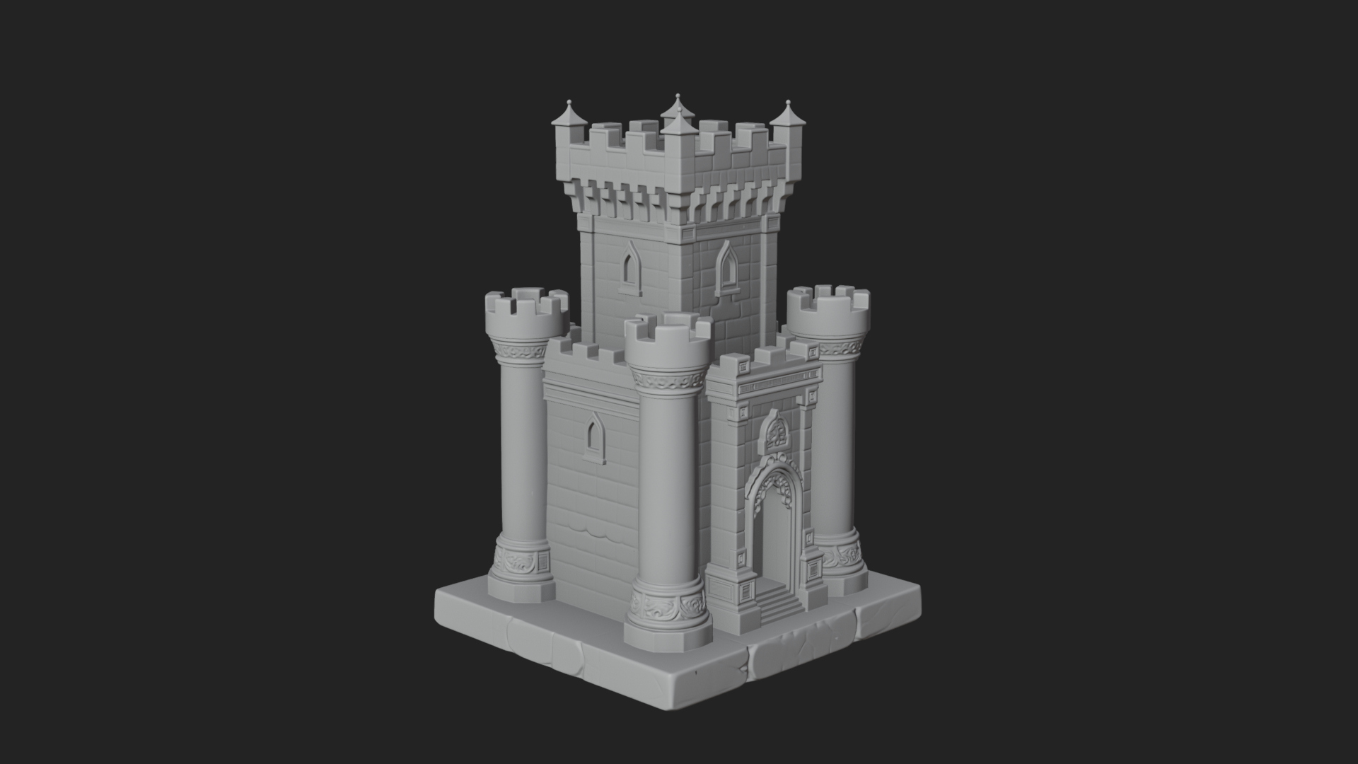 Battlement Castle Tower Design 1 3D Print Model 3D Model